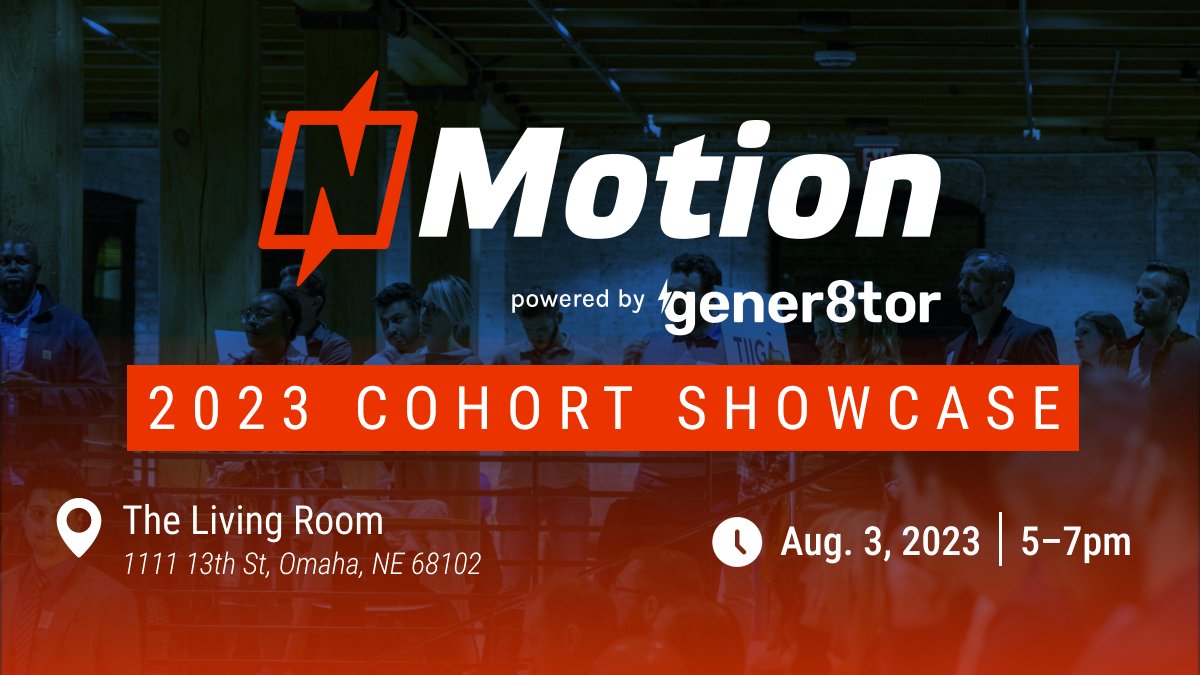 Help celebrate the Nebraska startup community! 
Thursday, August 3 from 5-7pm at Millwork Commons. 8 growing companies. 5 fresh founders. 1 fun night.

Free food and drink while meeting great people. Register now:
nmotion.co/nmotion-showca…