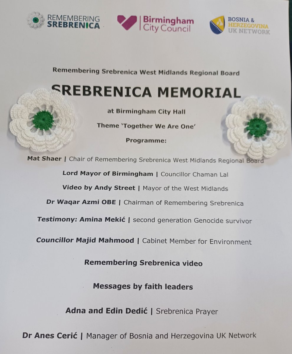 Today we remember Srebrencia at Birmingham Town Hall. Paying tribute to the victims of the Genocide. #We'll never forget!! @CSuptMatShaer @SrebrenicaUK