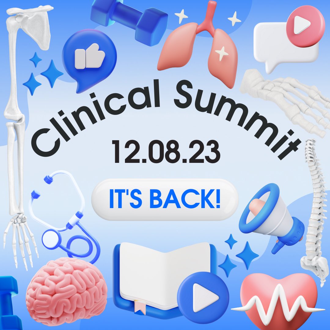 clinicalphysio's tweet photo. It’s OFFICIAL, the Clinical Summit from Clinical Physio is BACK!!!

⭐️ Saturday 12th Aug
⭐️ Full Physio Conference Event
⭐️ Totally FREEEEEEE to Attend!
⭐️ New Bonus Features (see below)

To Register ➡️ https://t.co/KHoK5zarlu

💥 FREE CPD - PLEASE RETWEET! 💥 https://t.co/YcXSgNDNQP