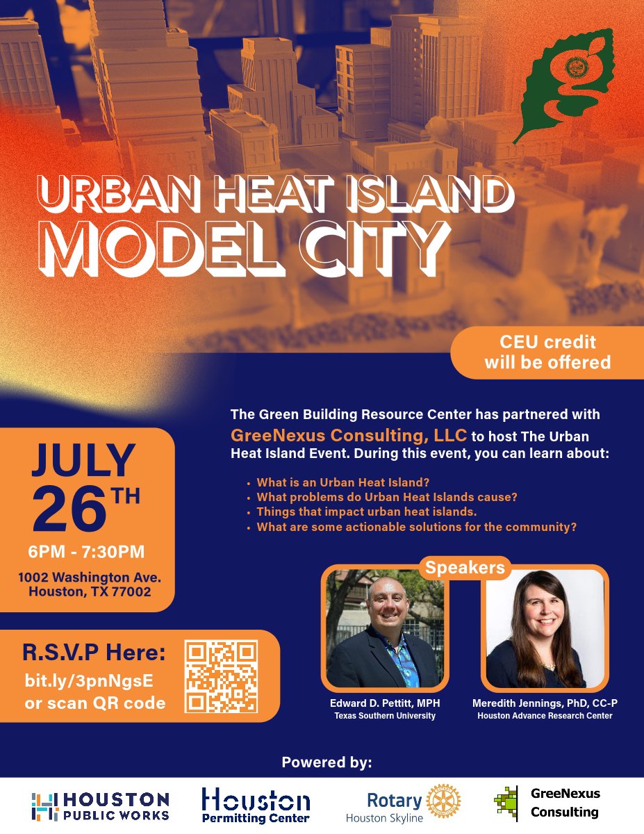 Get ready to beat the heat and learn about #UrbanHeatIslands! Join us on July 26 at 6PM as we unravel the secrets behind these hot urban phenomena. Don't miss out on this engaging event that will leave you feeling cool, educated, and ready to take action to tackle climate change!
