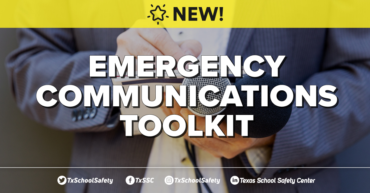 TxSchoolSafety's tweet image. Could your district communicate efficiently during an emergency? Our Emergency Communications Toolkit has resources to assist with creating an Emergency Communications Annex to your district's emergency operations plan. Visit txssc.txstate.edu/tools/emergenc… to learn more. #SchoolSafety