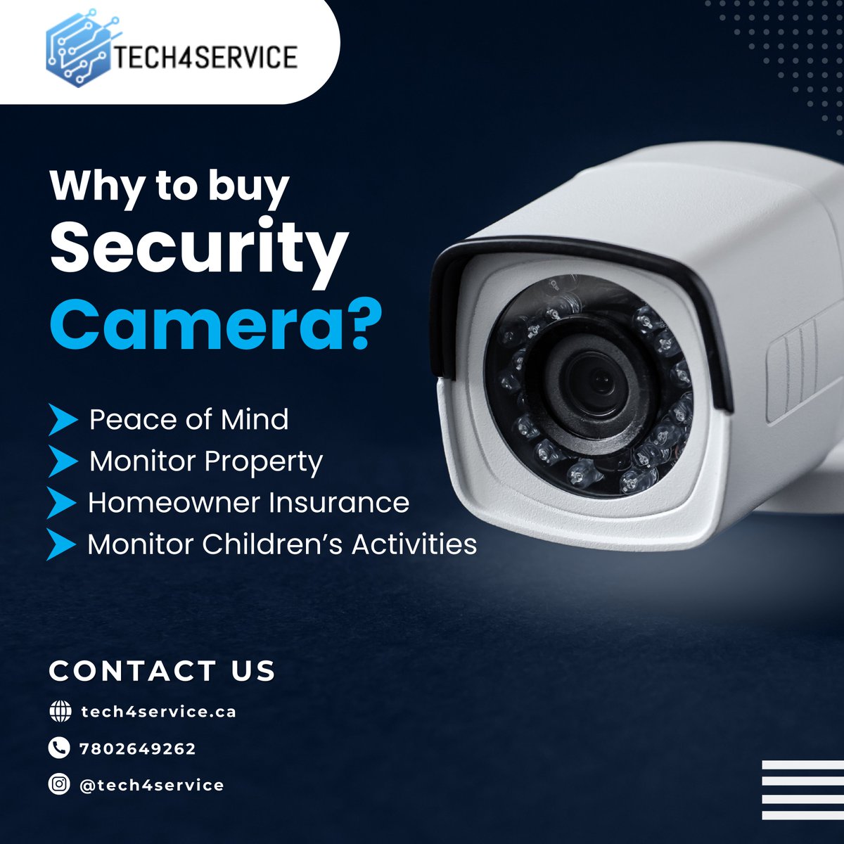 tech4service's tweet image. Tech4Service helps you keep an eye on things by connecting security cameras to the property's Network. 
Contact Us: (780)264-9262
Visit our website – tech4service.ca

#tech4service #ComputerRepairing #laptopscreenrepair #macrepair #ITExpert #screenreplacement #itservices