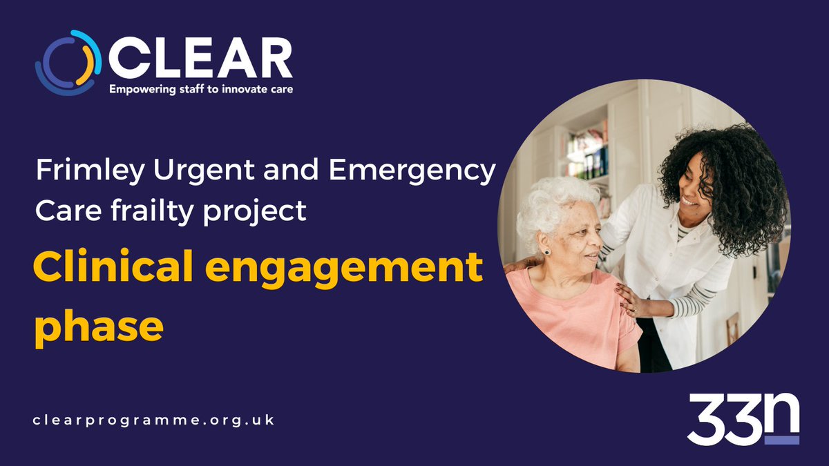 Clinicians from <a href="/FrimleyHealth/">Frimley Health NHS Foundation Trust 💙</a> will feedback this afternoon on the #clinical #engagement phase of their CLEAR #transformation project to improve #UrgentandEmergencyCare services for older people living with #frailty. Look forward to hearing more shortly!