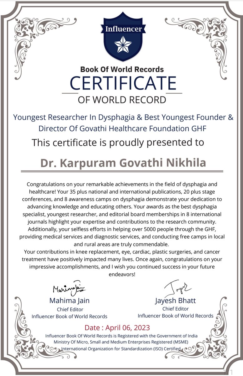 Govathi1's tweet photo. Proudly and happily Announcing that # World Record Holder Govathi Nikhila https://t.co/oSe1HI93yM
