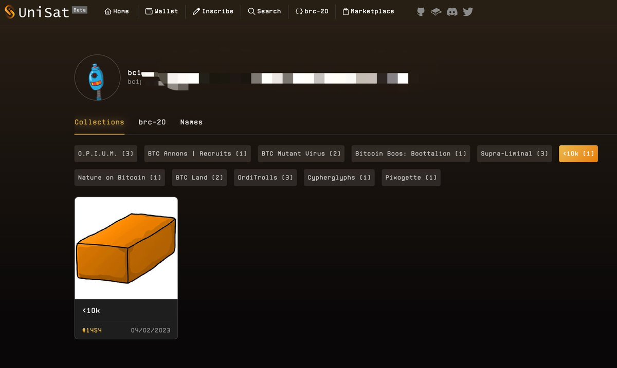 UniSat Marketplace for NFT Collections is now live! It supports up to 1500+  existing collections with a service fee at ONLY 0.8%. From now on the  service fee for brc-20 and Names