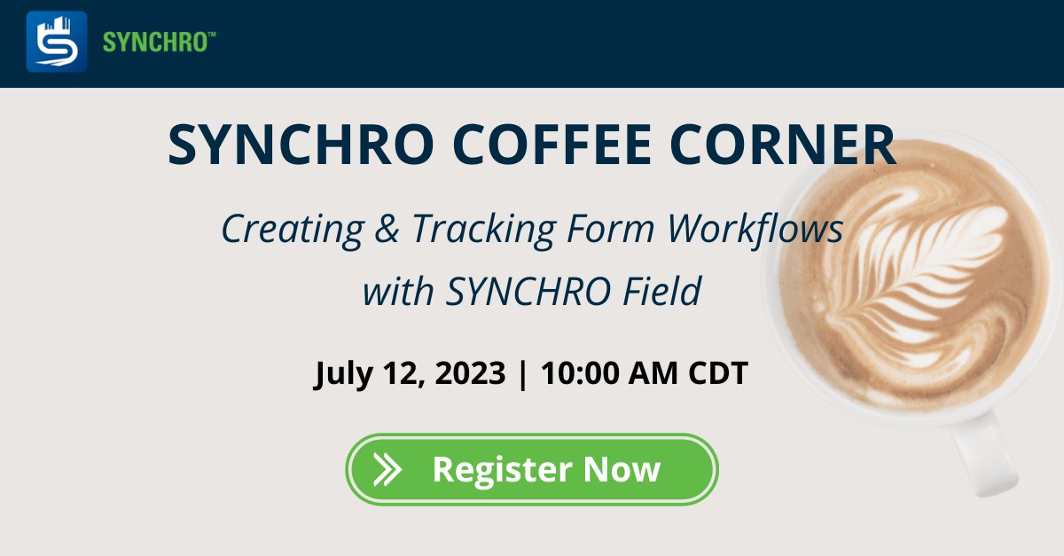 ☕ Our July Coffee Corner is today at 10 am CDT! Join Bentley experts Kerry Newbanks and Tony Bonacorsi to learn the step-by-step process of creating customized forms tailored to your project’s requirements: bit.ly/3JV4Xqu

#SYNCHRO #digitalconstruction #construction