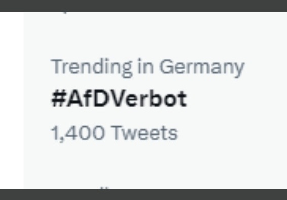 sepaho's tweet photo. Klar könnt ihr

#AfdistkeineAlternative
#AfDgehoertnichtzuDeutschland 
#AfdistkeineAlternative
#AfDzerstoertDeutschland
#AfDVerbotJetzt
#AfDVerbotSofort
#FCKNZS 
#fckafs
#noafd

Ihr könnt natürlich auch ganz einfach
schreiben:
Ihr für seid für #AfDVerbot
&amp; macht mit in den Trends https://t.co/K0itehAlxa
