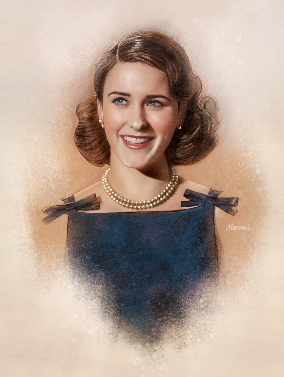 I want to share an illustration I just finished of talented and beautiful Rachel Elizabeth on her 34th birthday. Many happy returns Midge Maisel! We love you! 🎉🍾 #rachelbrosnahan #titsup #themarvelousmrsmaisel #midge