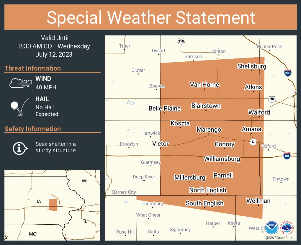 NWS Quad Cities on Twitter "A special weather statement has been
