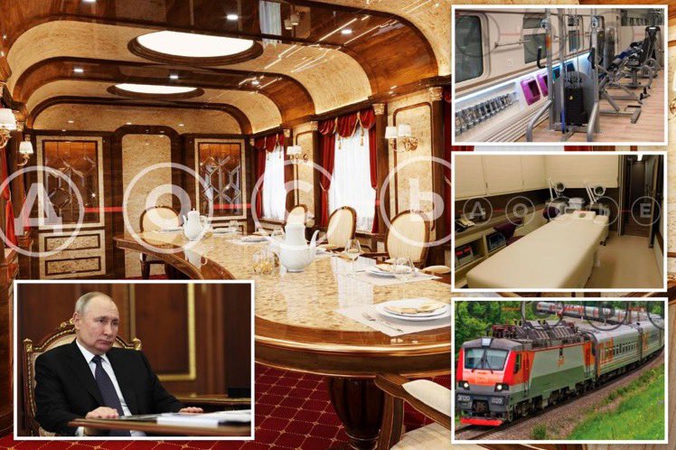 Looks like he’s living the ‘life of Riley’ ~ ~ Vladimir Putin’s luxurious 22-car ‘ghost train’ seen in newly leaked images trib.al/menGpwb