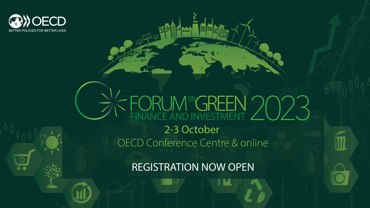 📢Registration for the 10th #OECDgfi Forum on #GreenFinance &amp; #Investment is OPEN!🌱💰

Join leading global actors to discuss:
✅Policy action to close the credibility gap
✅Instruments to mobilise finance for the wellbeing of people &amp; the planet🌎

🔎➡ oecd-events.org/oecd-forum-on-…