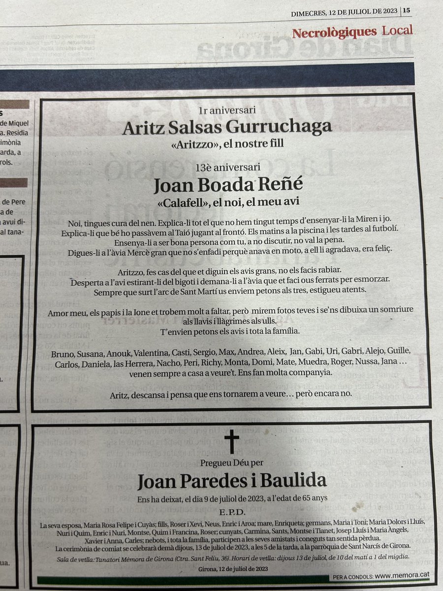 alexsnclmnt's tweet image. Al Diari de Girona d’avui hi ha això, i m’ha semblat meravellós.