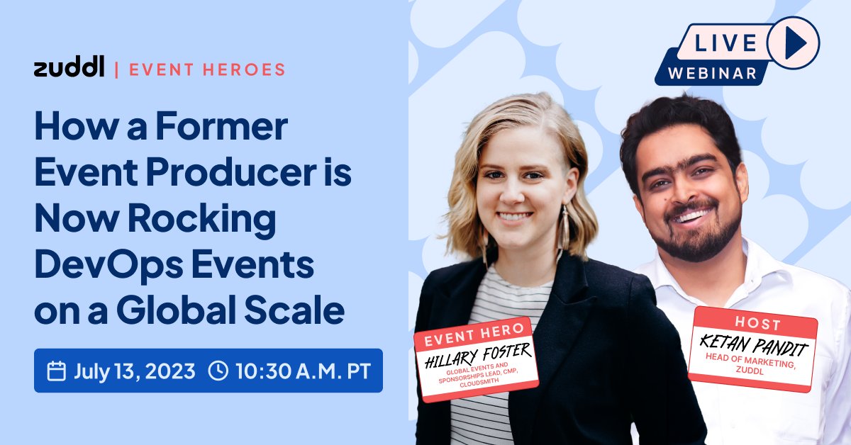Join us tomorrow for an exciting edition of Event Heroes with Hillary Foster, CMP, Global Events and Sponsorships Lead at <a href="/cloudsmith/">Cloudsmith</a> and <a href="/Ktens/">IceCreamMan</a>, Head of Marketing at Zuddl. 

Register here: tinyurl.com/ycw5xhyf