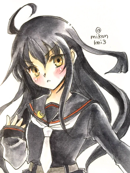 三日月です 進水日 #艦これ版深夜の真剣お絵描き60分一本勝負 #艦これ版真剣お絵描き60分一本勝負_20230712 #三日月 #艦これ