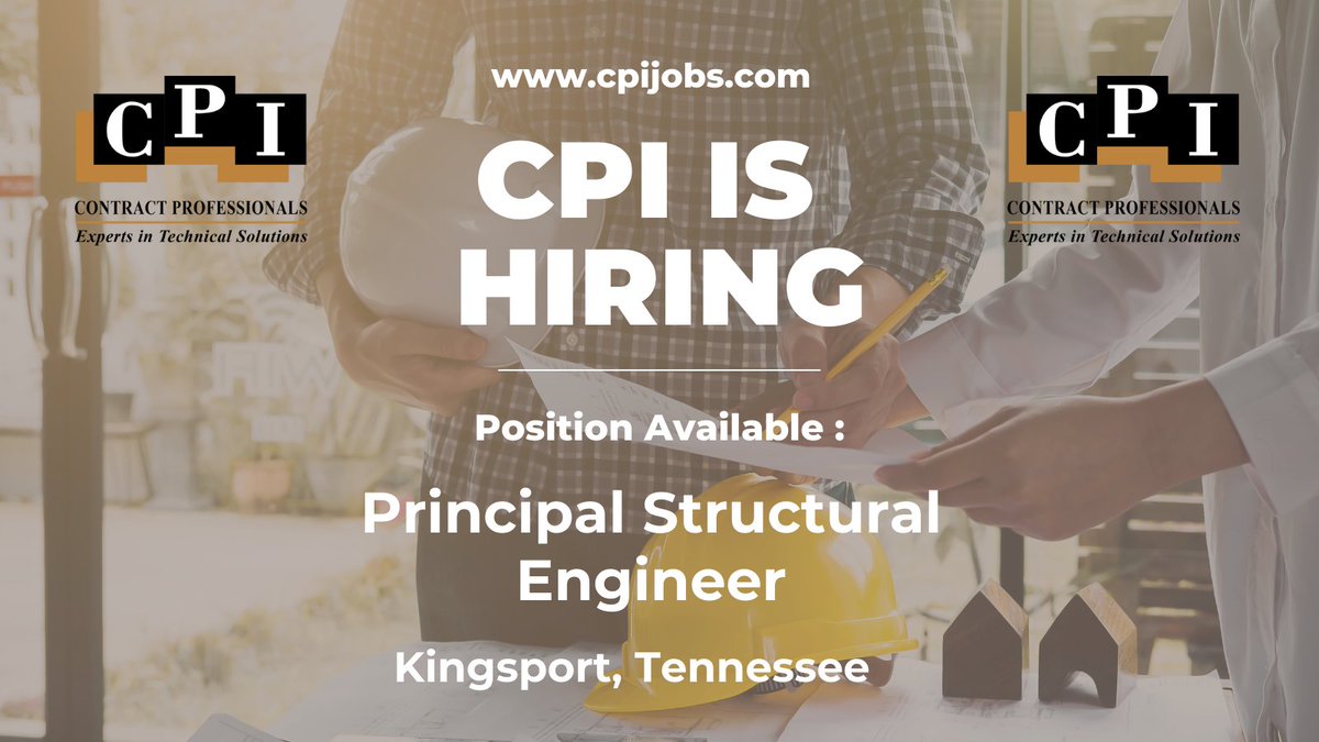 PRINCIPAL STRUCTURAL ENGINEER WANTED IN KINGSPORT, TENNESSEE
Contract Professionals, Inc. is #HIRING a principal #structuralengineer in #kingsport #tennesseejobs #defensejobs #hotjobs #hireaveteran #jobsforveterans #civilengineering #CADDtools #autocad #revit #visualanalysis