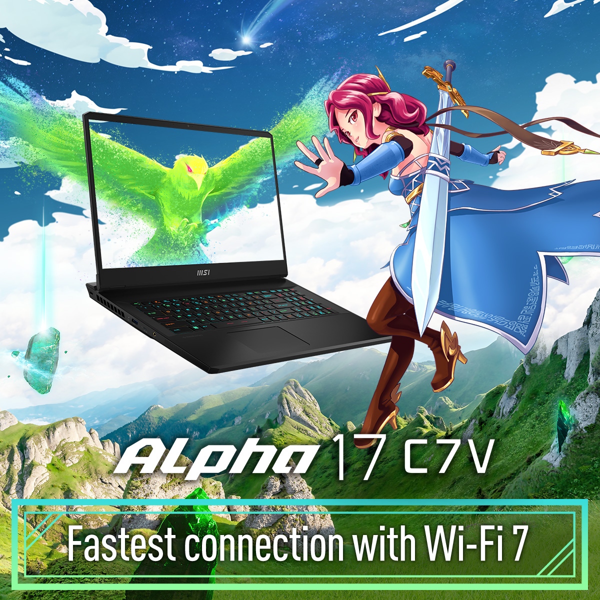 msigaming's tweet photo. Thunderbird🐦 is back with the new Alpha 17 C7V✨
Leave a 🐦 if you're excited about our new AMD gaming laptops lineup🤩
Embark on a quest with Thunderbird and adventurer, let the tale of your gaming legacy unfold!
https://t.co/c0uNC6mdyD
@qualcomm
#Alphaseries #AMD #RTX #7945HX https://t.co/FtvMBoY0Ih