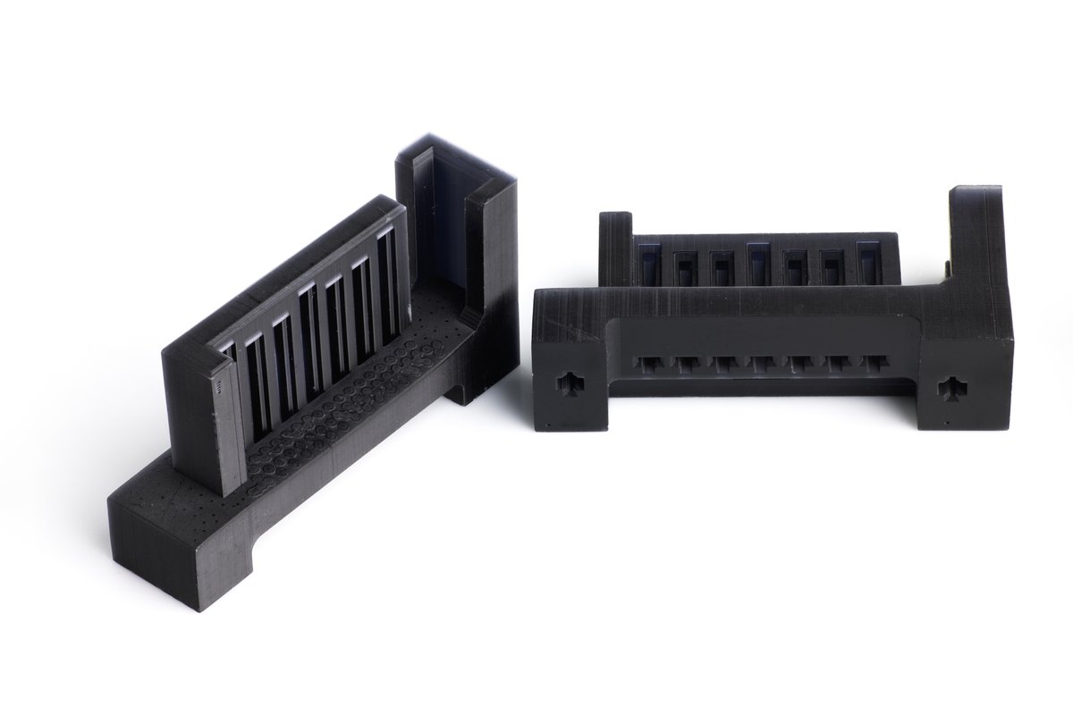 bmf3d's tweet photo. As electronics are becoming smaller and more tightly packaged, #highprecision #3dprinting is becoming a viable alternative to traditional manufacturing methods. This electronic connector printed on the #microArch S350 is 16mm x 4mm x 8.4mm and features 450µm grooves. https://t.co/7sEphqxCXi