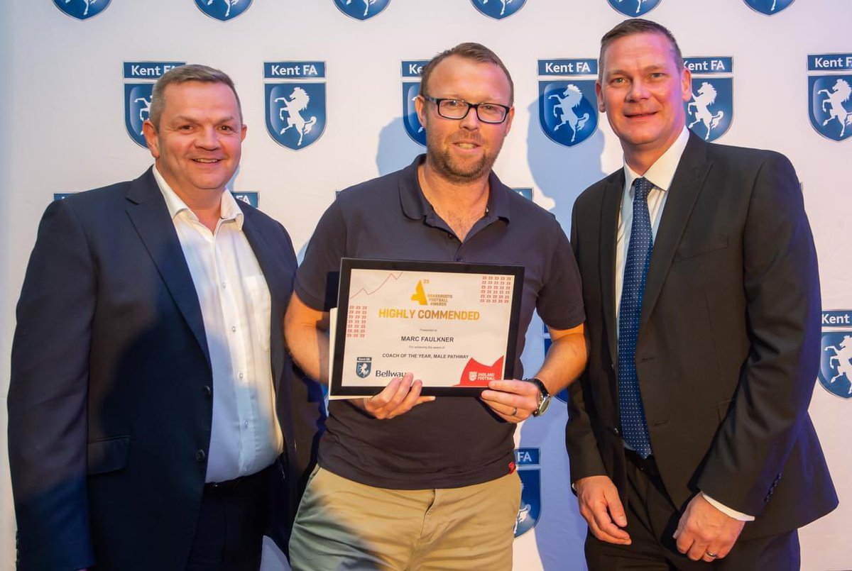 We would like to say a huge congratulations to our head coach Marc Faulkner for being recognized for his dedication to our sport. ⚽️

He received a highly commended by the <a href="/KentFA/">Kent FA ⚽</a> in this years Coach of the Year | Male Pathway 👏 

#grassrootsfootball #awardwinningteam
