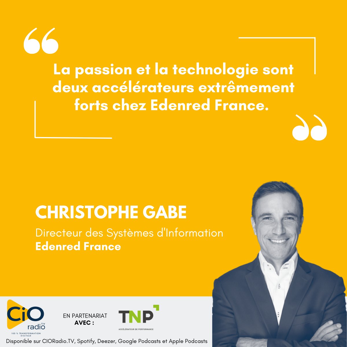 [INTERVIEW] 🎙️ 
🎧Pour écouter : lnkd.in/ehQzkAzd

Billie Ducourant interviewe Christophe Gabe, Directeur des Systèmes d'Information d'<a href="/EdenredFrance/">Edenred France</a>, sur <a href="/cioradio_tv/">CIO Radio.Tv</a>.    

🤝En partenariat avec @TNPConsultants.   

Retrouvez tous nos #podcasts sur btobradio.tv