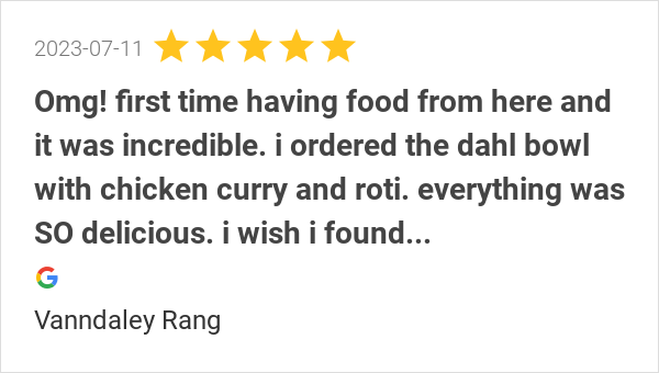 pepperpotkw's tweet photo. New 5.0-star Review: "Omg! first time having food from here and it was incredible. i ordered the dahl bowl with... https://t.co/1pbvZOSSC2