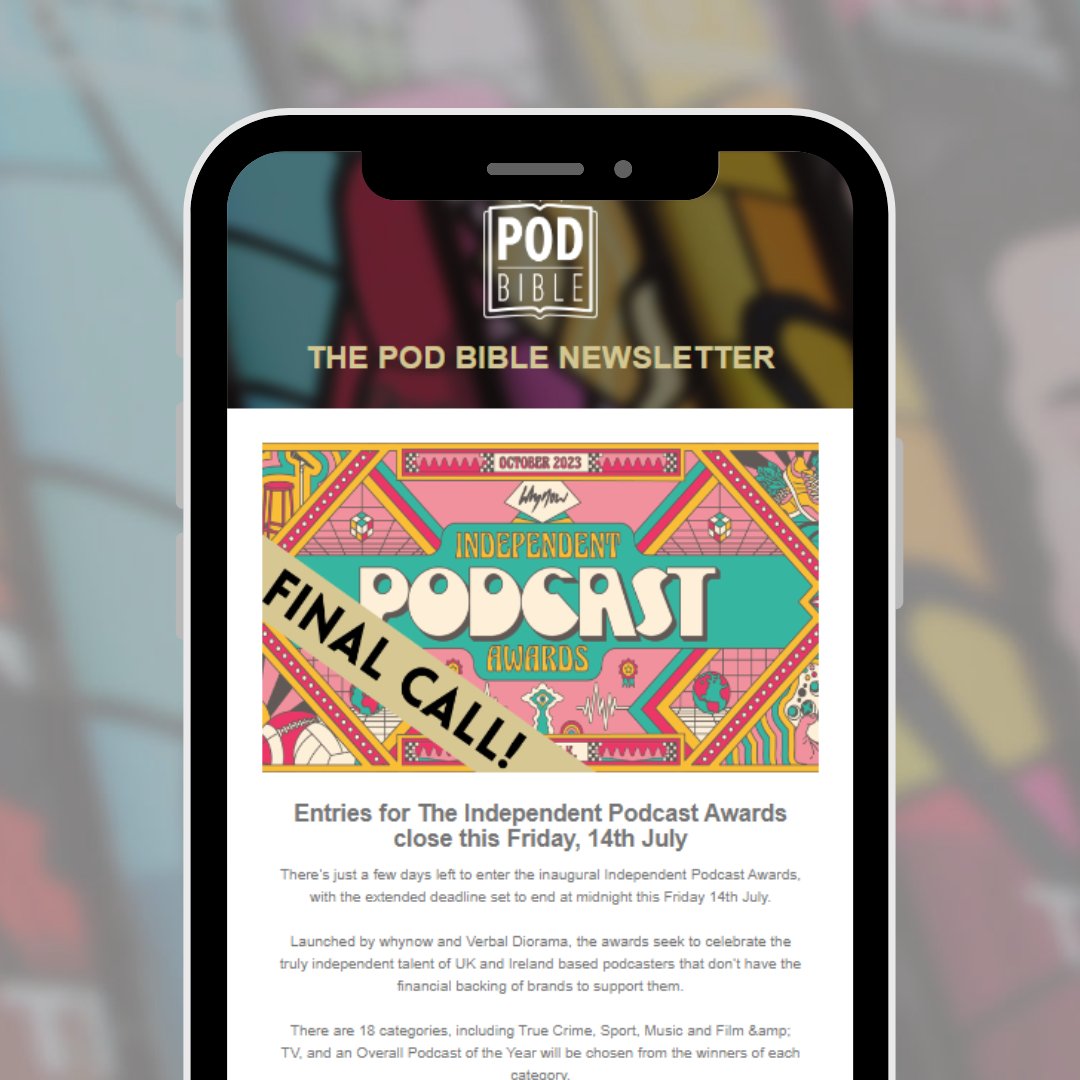 Pod Bible (@podbible) on Twitter photo NEWSTLETTER #173 // Last call for <a href="/IndPodAwards/">Independent Podcast Awards</a>!! Plus, <a href="/Soul_Sutras/">Soul Sutras (Masala Podcast)</a> calls for South Asian podcasters
Check your inboxes for this week's ESSENTIAL podcast newsletter! With @IEPodAwards <a href="/Mags__Creative/">Mags Creative</a> <a href="/WendyLloydvoice/">Wendy Lloyd</a> more...
SUBSCRIBE & never miss it!
mailchi.mp/podbiblemag/po… NEWSTLETTER #173 // Last call for <a href="/IndPodAwards/">Independent Podcast Awards</a>!! Plus, <a href="/Soul_Sutras/">Soul Sutras (Masala Podcast)</a> calls for South Asian podcasters
Check your inboxes for this week's ESSENTIAL podcast newsletter! With @IEPodAwards <a href="/Mags__Creative/">Mags Creative</a> <a href="/WendyLloydvoice/">Wendy Lloyd</a> more...
SUBSCRIBE & never miss it!
mailchi.mp/podbiblemag/po…