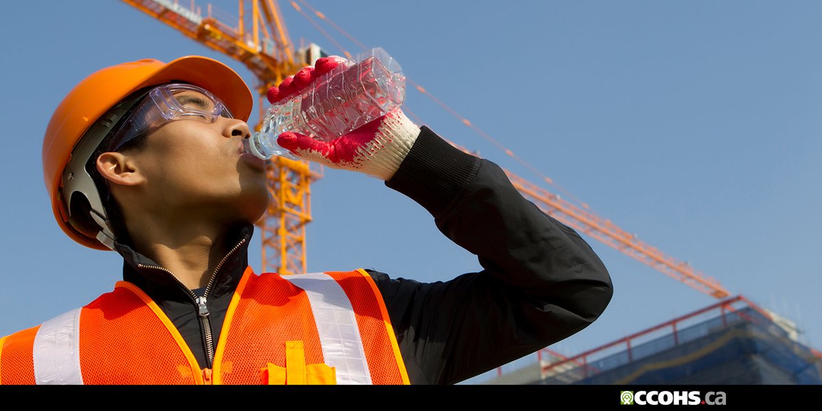CCOHS's tweet photo. Heat exhaustion or heat stroke? Learn the signs, symptoms and first aid steps, plus how to stay safe while working outdoors this summer.  https://t.co/6eJ1XZk8nR 
#heatexhaustion #heatstroke #workingintheheat #summersafety https://t.co/12P1Dff2Rd