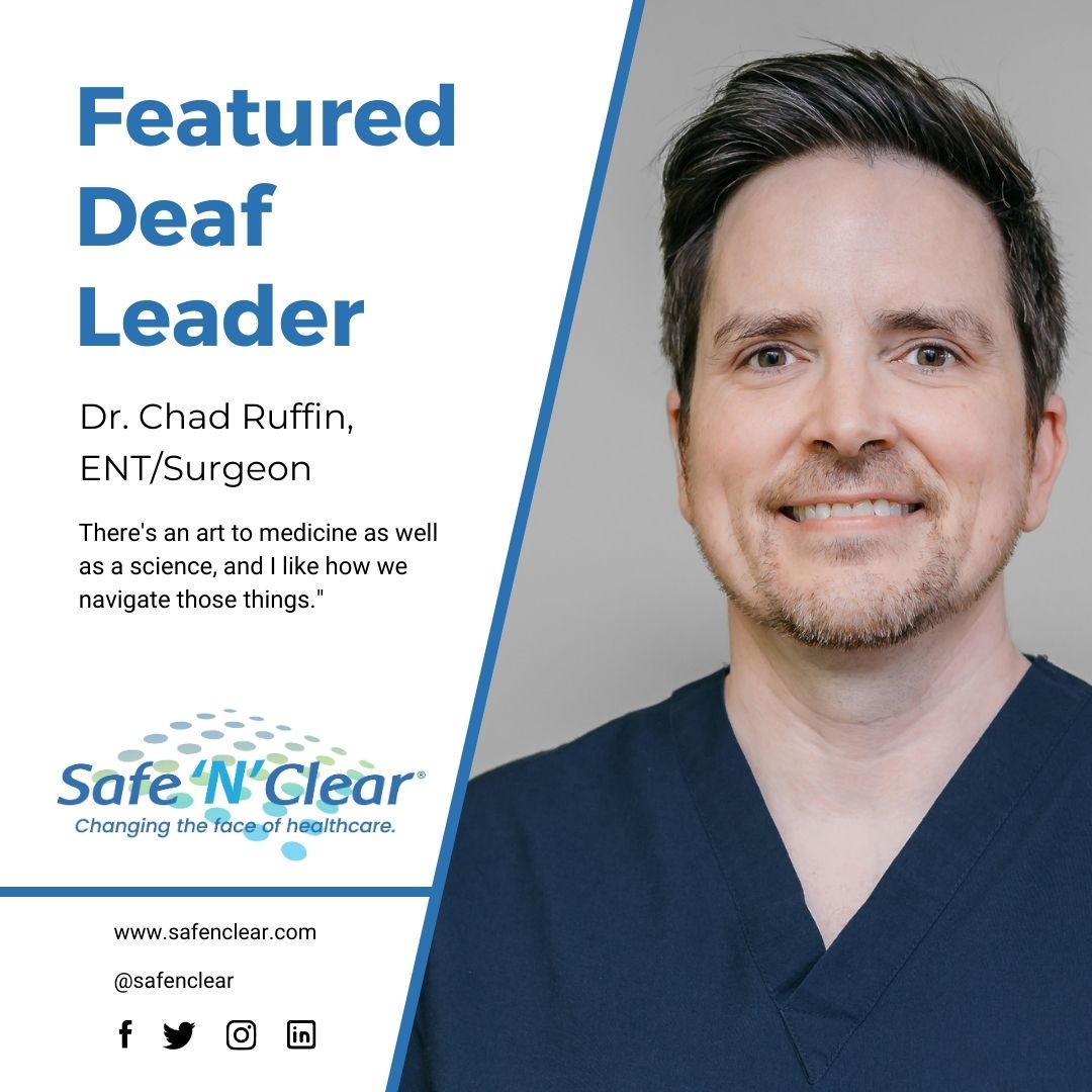 We are honored to recognize Dr. Chad Ruffin as our featured June Deaf Leader 
safenclear.com/meet-dr-chad-r…
#deafsuccess #safenclear #thecommunicator #thecommunicatormask #improvingcommunication #effectivecommunication #deaf #hardofhearing #inclusivemasks