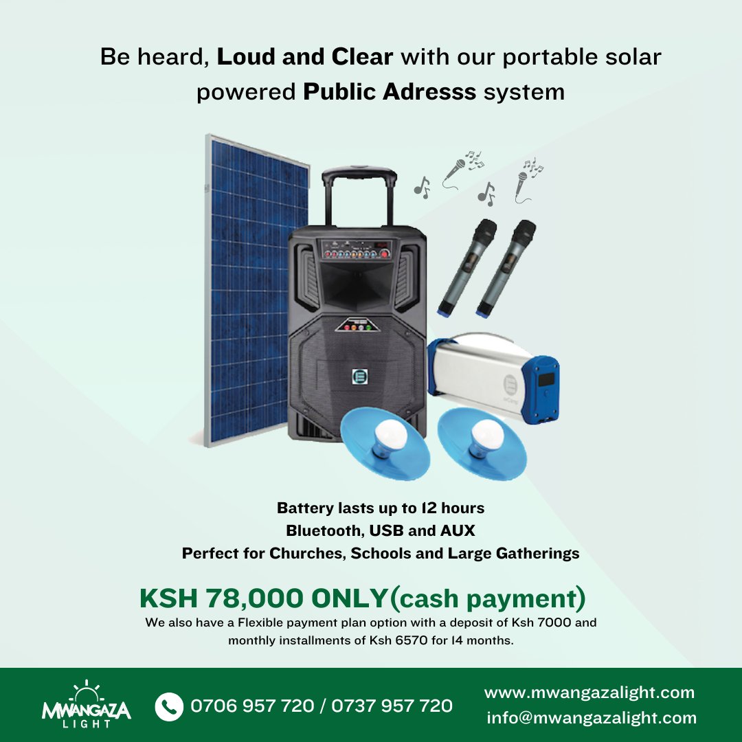 LightMwangaza's tweet image. Our PA system ensures seamless communication, crystal-clear sound, and effective message delivery to captivate audiences of any size!
To purchase, please contact us on 0706957720/ 0737957720.
#mwangazalight #publicaddress #publicaddresssystem #Churches #kenyanchurches