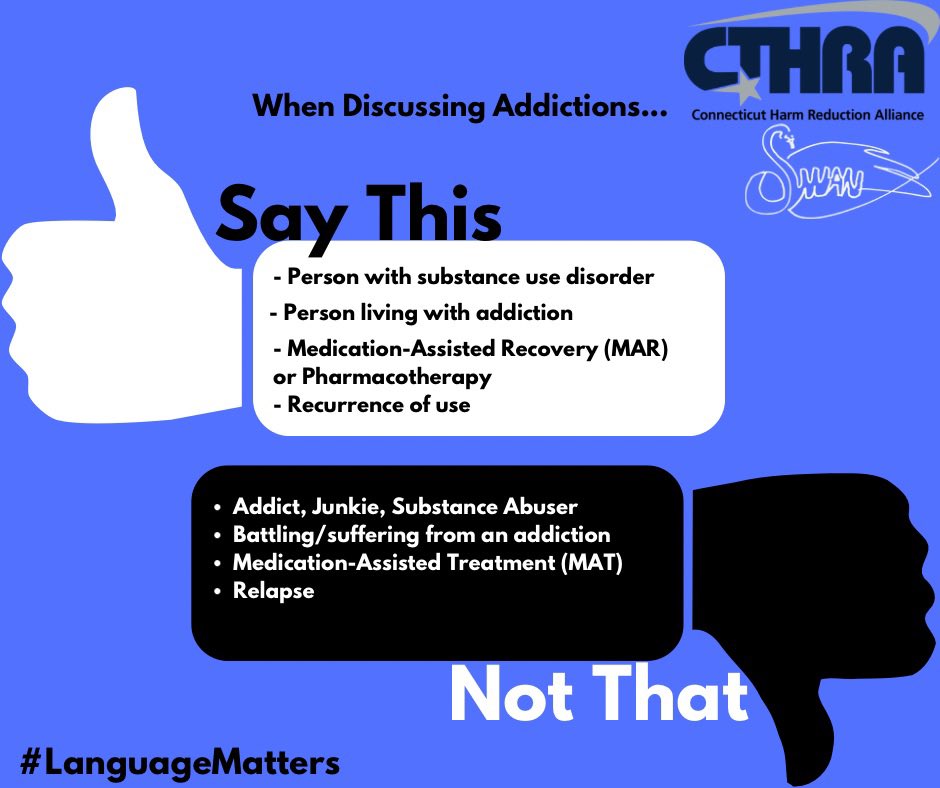CTHRA_org's tweet photo. Stigmatizing language perpetuates negative perceptions. Language is powerful. 

#CTHRA #CTHarmReduction #SWANCT #LanguageMatters https://t.co/Dl6ctPbt3Q