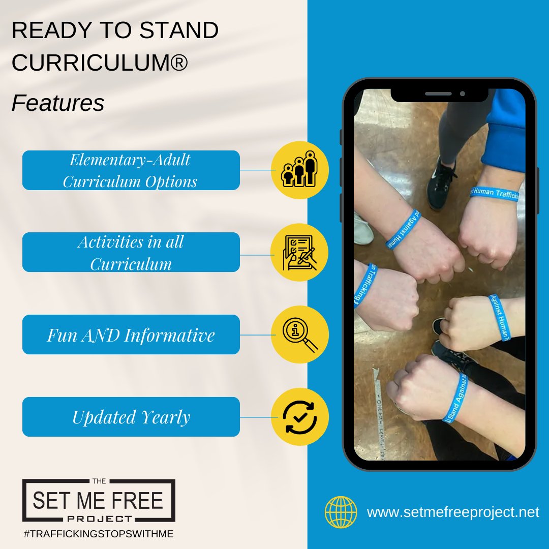 TheSMFProject's tweet image. 🎥With all the buzz around the new movie, it&apos;s natural to want to learn more about human trafficking prevention. Look no further! The Set Me Free Project&apos;s Ready To Stand Curriculum ® is here to empower you!💪  #SetMeFreeProject #ReadytoStand #traffickingstopswithme