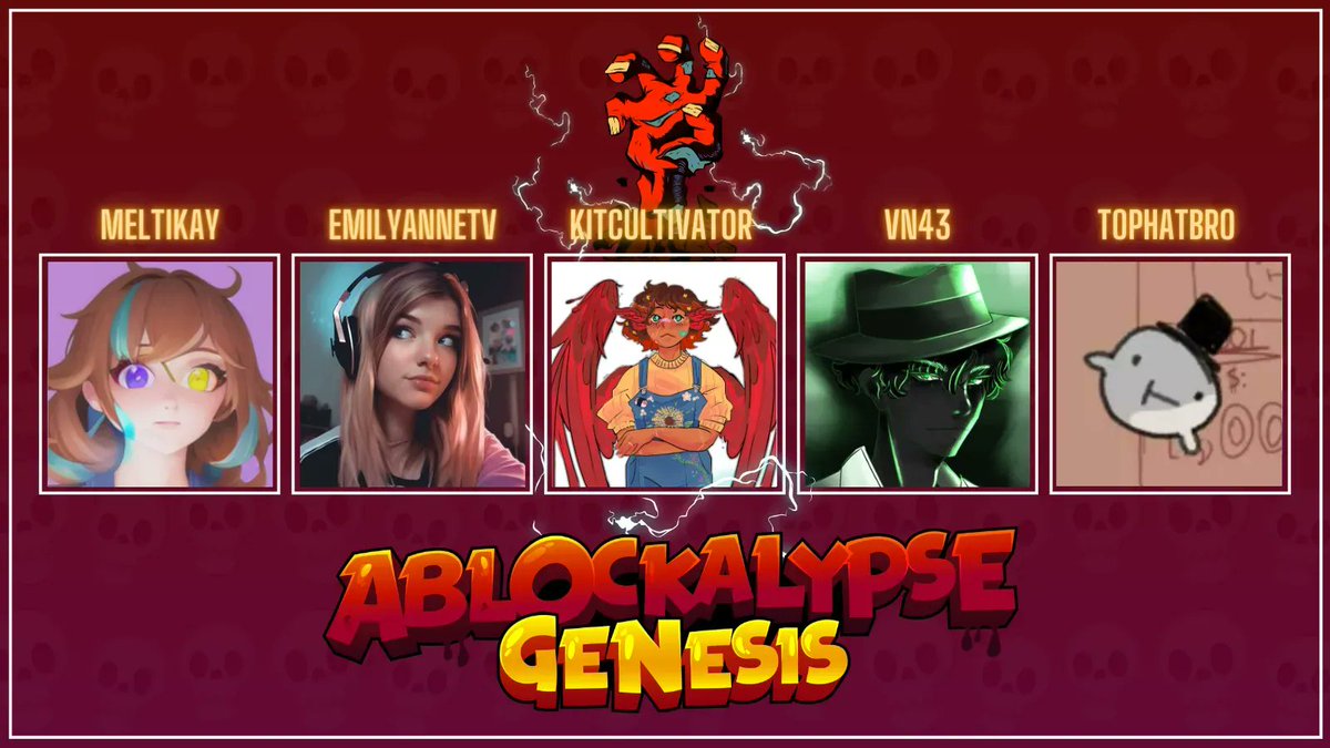 WraithStation's tweet photo. More players joining us in the #Ablockalypse? ๐ฑ
โ๏ธ @MeltiKay
โ๏ธ @EmilyAnneTv
โ๏ธ @KitCultivator
โ๏ธ @VN43HD and
โ๏ธ @Tophatbro3
Watch them fight to survive in Ablockalypse Genesis, starting 16th July!
More event info in our pinned tweet ๐ https://t.co/B8xxuW2PiC