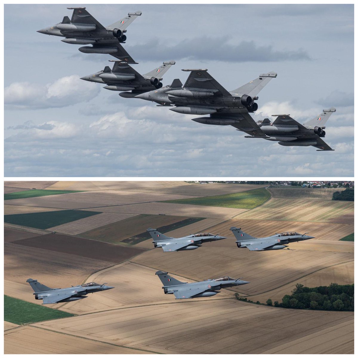 #IAF & French Air Force Rafales practise over the Parisian skies to achieve perfect synchronisation for the upcoming #BastilleDay Parade.

#14Juillet #France #fighterjet #IndianAirForce #25YearsOfStrategicPartnership
@Armee_de_lair