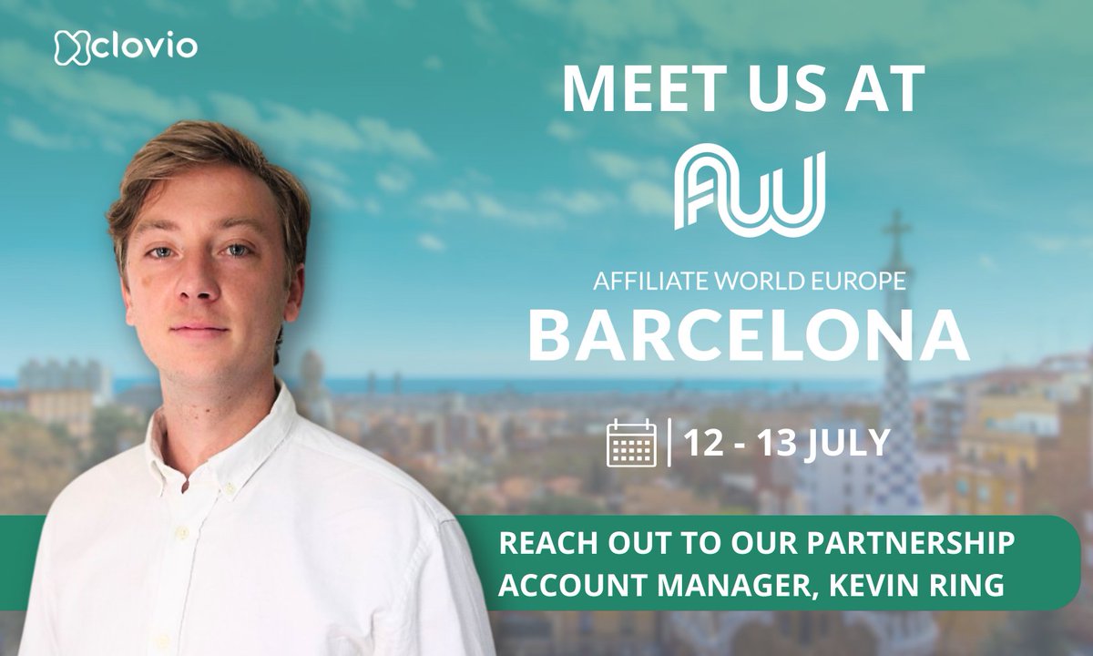 cloviomedia's tweet photo. Big news! 🎉 clovio’s off to @AWConferences Barcelona 2023. Catch Kevin, our Partnership Account Manager, for exciting @bestreviewsnet updates and new expansions! Attending? Connect with Kevin via Microsoft Bookings. Here's to a fruitful event! #AffiliateWorldBarcelona2023 https://t.co/WWUMjOuU5E