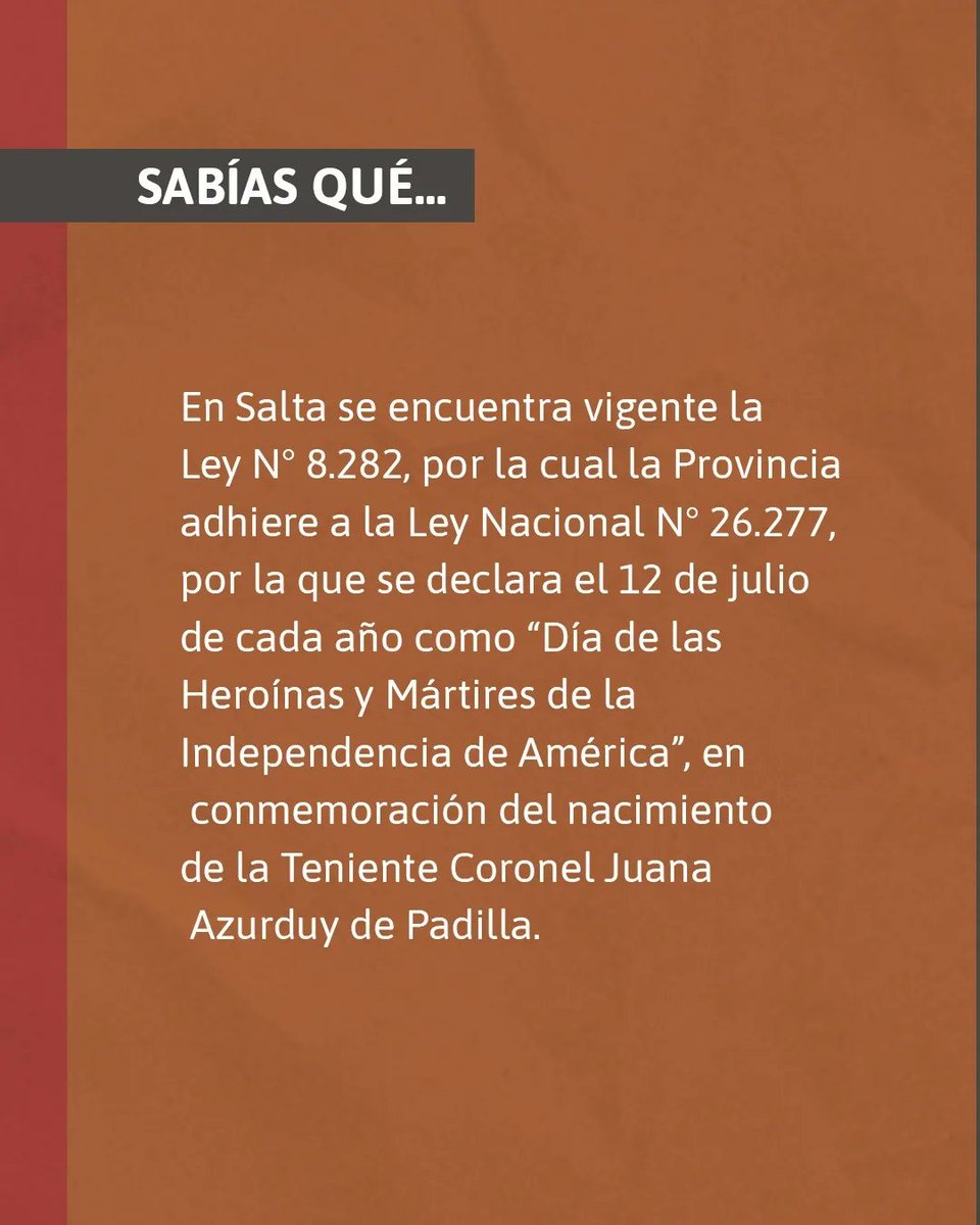 camdipsalta's tweet photo. 🇦🇷 DÍA DE LAS HEROÍNAS DE LA INDEPENDENCIA 🇦🇷
#Diputados #Salta #legislatura #JuanaAzurduy #Independencia #Heroína #Generala #heroinaargentina #mujeresprotagonistas https://t.co/CILnv9vOHl