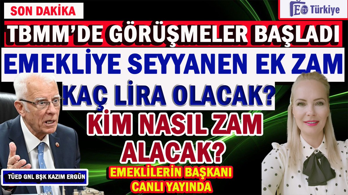Son dakika!
#TBMMdeEmekliZAManı  görüşmeler devam ediyor!
Türkiye Emekliler Derneği Genel Başkanı Sayın Kazım Ergün var gücüyle meclise sesleniyor!
Tüm Emeklilerimizi,emekli olacakları #Eyt lileri ve halkımızı canlı yayını izlemeye, yorum ve mesaj yağmuruna davet ediyoruz
Link