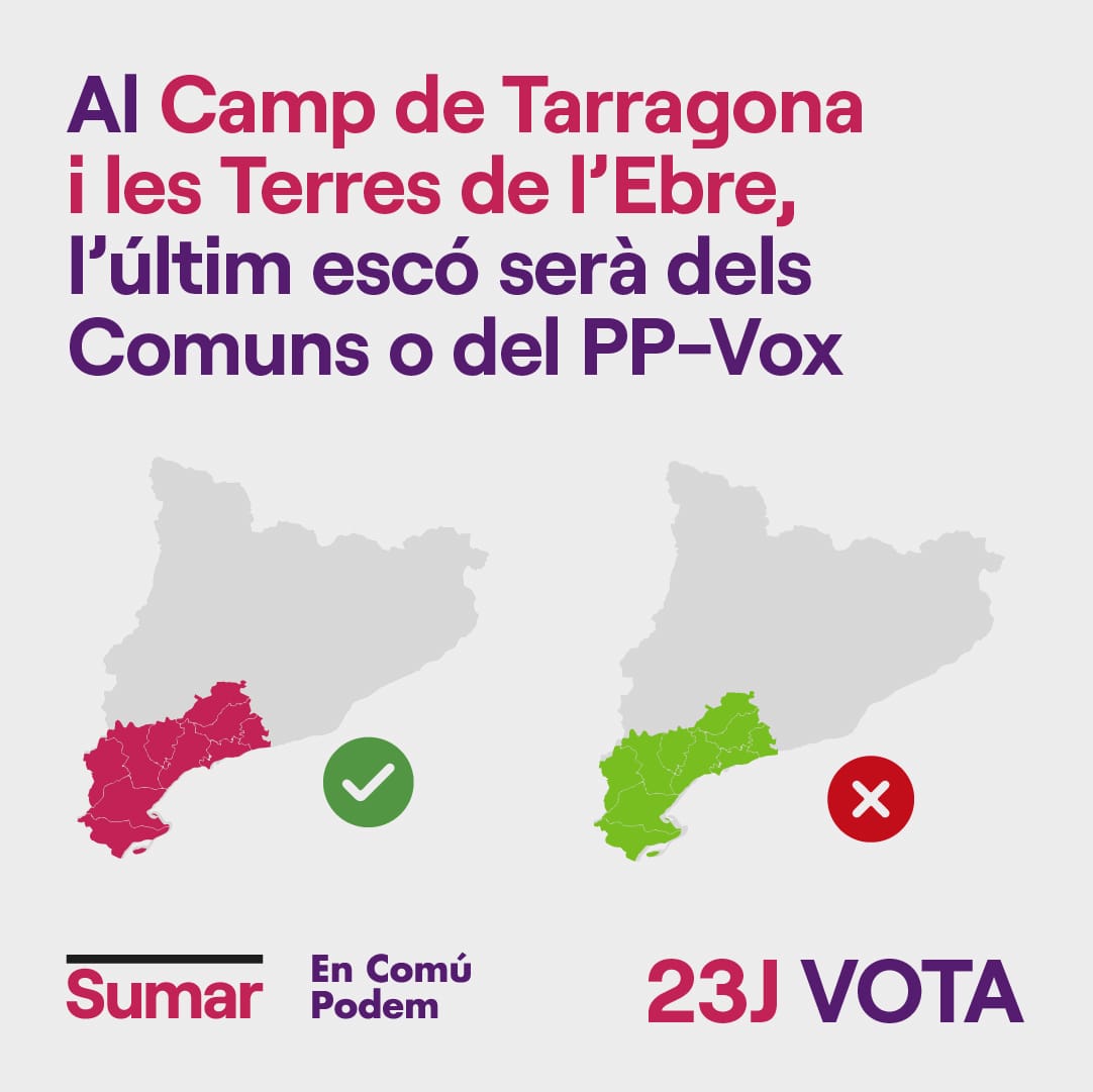 Aquest #23J el teu vot es decisiu per frenar un retrocès democràtic i en drets. Decideix-te i vota.