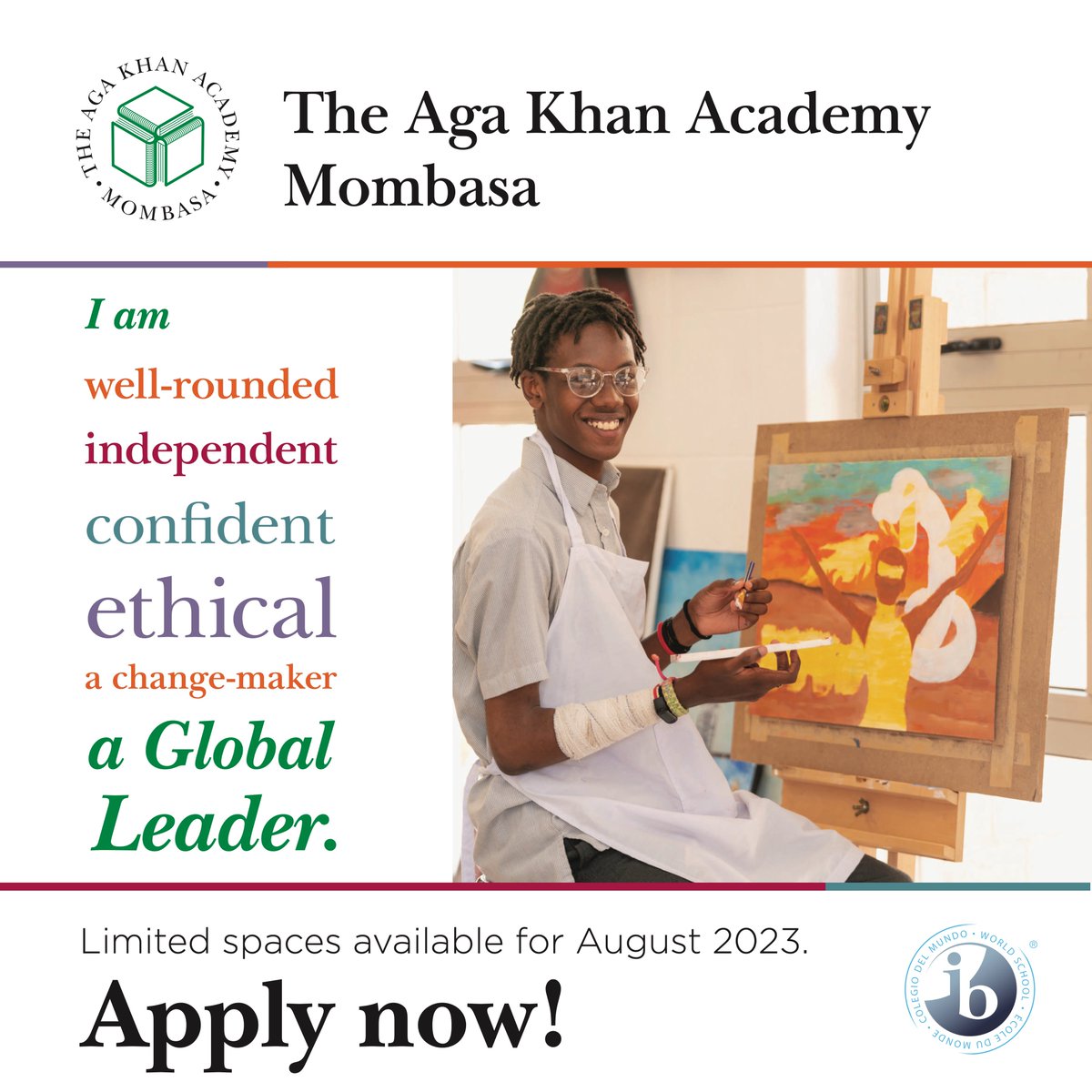 The Aga Khan Academy Mombasa is committed to excellence in education.

Fill in the form to apply; lnkd.in/d3QP5xBy

#IBeducation #Excellenceineducation #AgaKhanAcademies #AKDN #AgaKhanSchools #AgaKhanAcademyMombasa #IBtogether