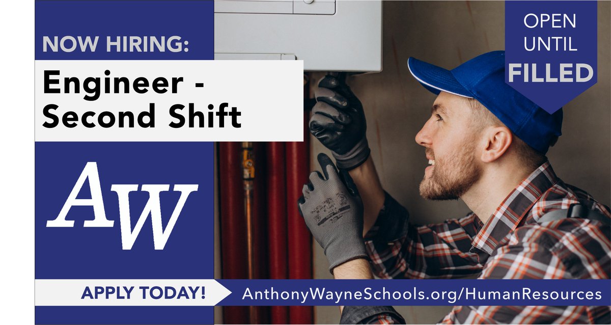 Anthony Wayne Local Schools has an immediate opening for a Maintenance/Building Engineer for second shift.  

A full job description and skills requirements list is available online at AnthonyWayneSchools.org/HumanResources.