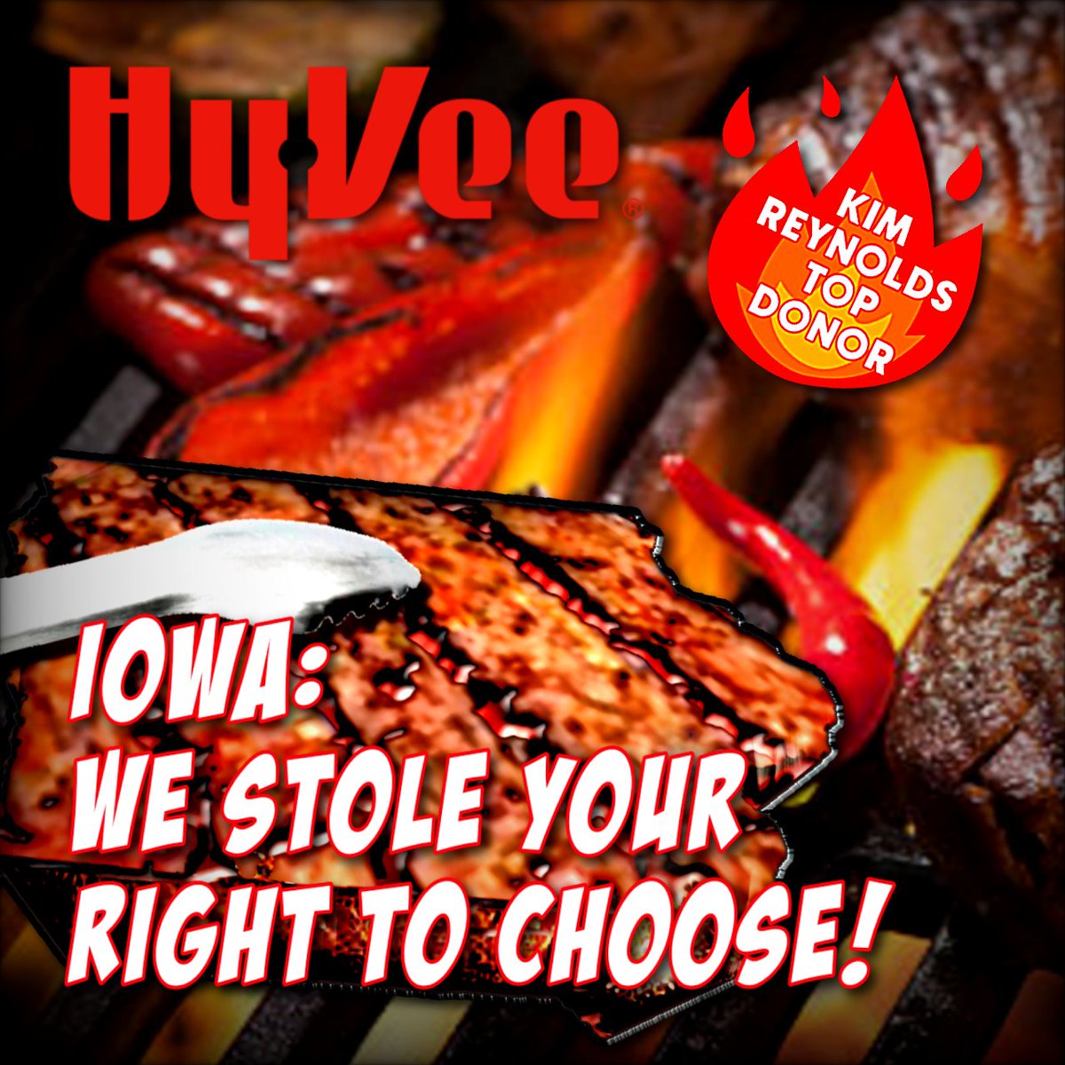 EatMusk's tweet photo. #Iowa:
Reminder that as her top donor,  @HyVee helped @IAGovernor steal your right to choose. #AbortionIsHealthcare https://t.co/x7kBzqN5mc