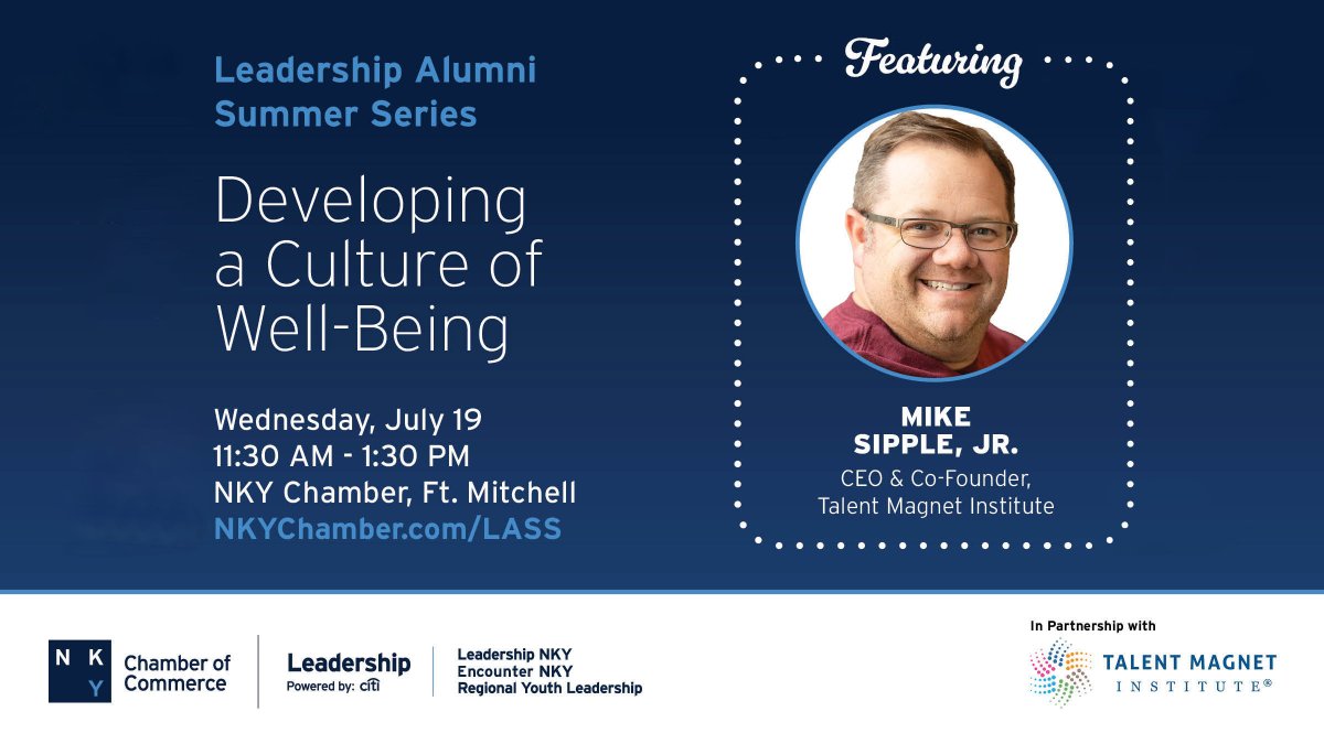 Prioritizing mental health and well-being in the workplace pays off! Our next installment of the Leadership Alumni Summer Series is focused on Developing a Culture of Well-being.

Leadership alumni are invited to join us on Wednesday, July 19! Register: bit.ly/LASS_Wellbeing.