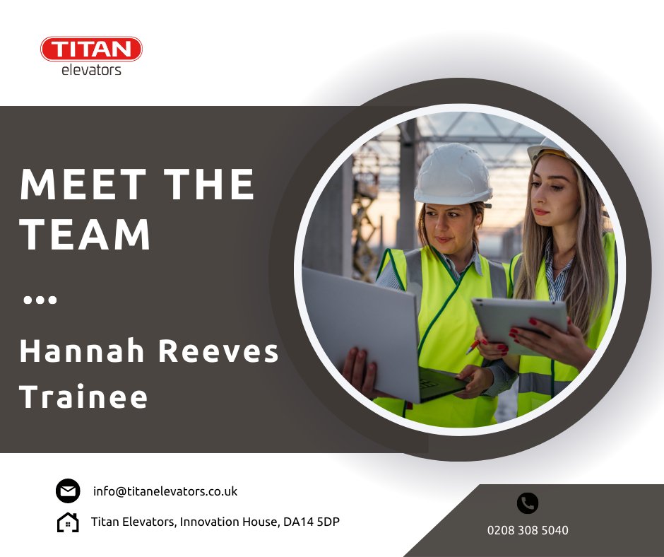 Meet the team - Hannah Reeves.

Hannah is our latest trainee lift engineer! Read more about her qualification journey here: 
titanelevators.co.uk/titan-elevator…

#trainee #qualification #engineering