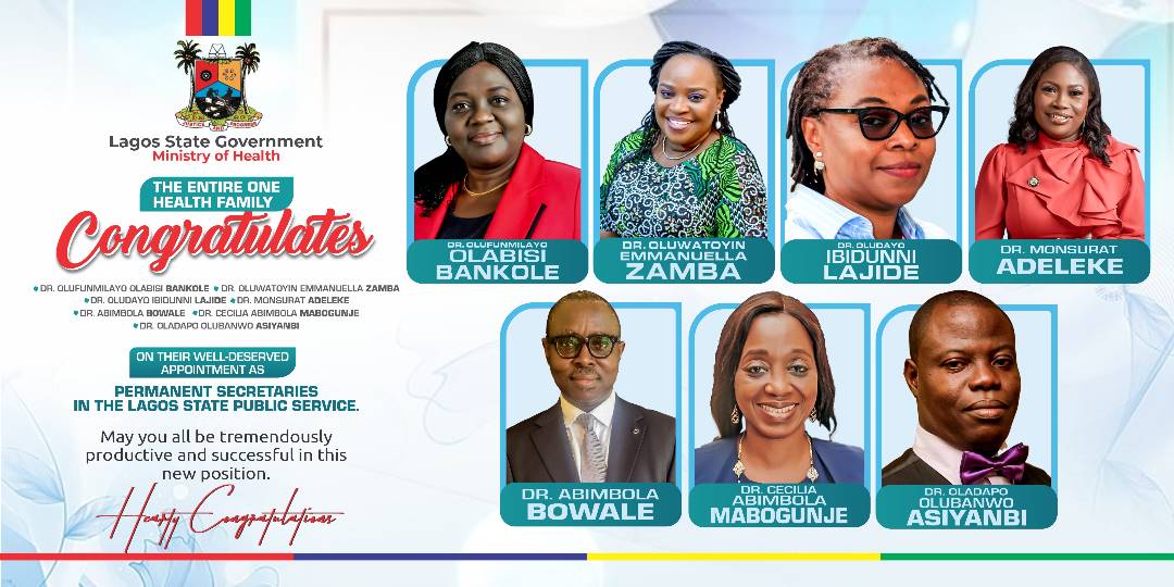 LSMOH's tweet image. NEWLY APPOINTED PERMANENT SECRETARIES (HEALTH SECTOR) 

👉🏽Dr. Olufunmilayo Olabisi BANKOLE
👉🏽Dr. Oluwatoyin Emmanuella ZAMBA
👉🏽Dr. Monsurat ADELEKE 
👉🏽Dr. Oludayo Ibidunni LAJIDE
👉🏽Dr. Abimbola BOWALE 
👉🏽Dr. Cecilia Abimbola MABOGUNJE 
👉🏽Dr. Oladapo Olubanwo ASIYA

@jidesanwoolu
