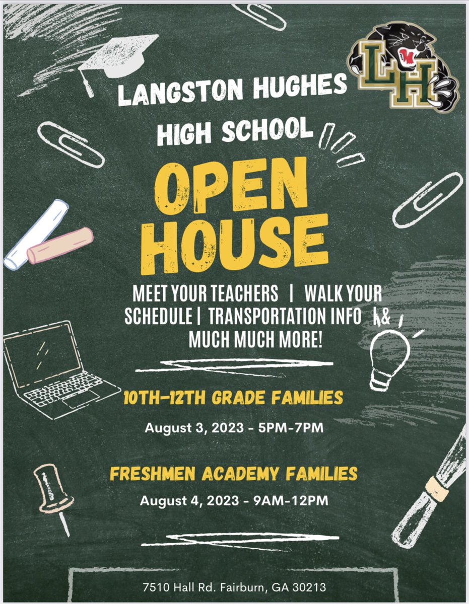 Langston Hughes High School (@lhughesnews) on Twitter photo Panther Nation, the new school year is quickly approaching. Are you ready?!? <a href="/LHughesSports/">LHHS Athletic Department</a> <a href="/LHHS_PBIS/">LHHS_PBIS</a> @LHughesHoops <a href="/wcann33/">Willie Cannon</a> <a href="/LhhsJ/">Langston Hughes JROTC</a> Panther Nation, the new school year is quickly approaching. Are you ready?!? <a href="/LHughesSports/">LHHS Athletic Department</a> <a href="/LHHS_PBIS/">LHHS_PBIS</a> @LHughesHoops <a href="/wcann33/">Willie Cannon</a> <a href="/LhhsJ/">Langston Hughes JROTC</a>