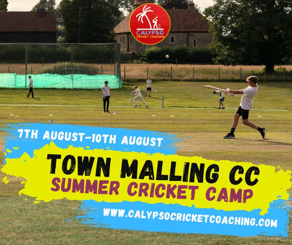 TownMallingCC's tweet photo. Calypso Cricket Summer Camp 🏏☀️💥 Mon. 7th-Thurs.10th August 2023 Book Now!  Please Share @townmallingswa1 @offhamcc @Kings_HillCC  @calypsocricket https://t.co/LqCZ4mwW0I