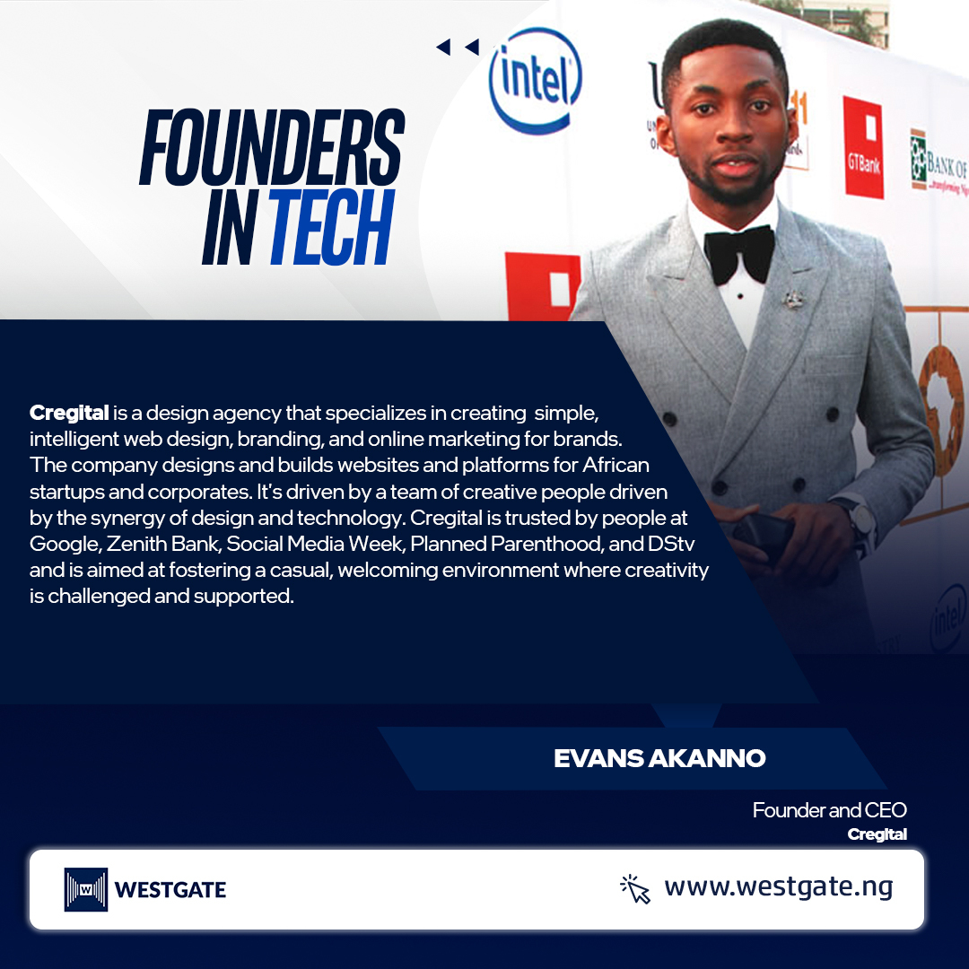 westgateng_'s tweet image. Evans Akanno 💻🌏

Today&apos;s edition of #foundersintech features Evans Akanno. The 32-year-old Nigerian tech entrepreneur, brand, social media strategist, and tech creative director is regarded as &quot;one of the most thriving&quot; young tech entrepreneurs in Nigeria.
.
.
(1/3)