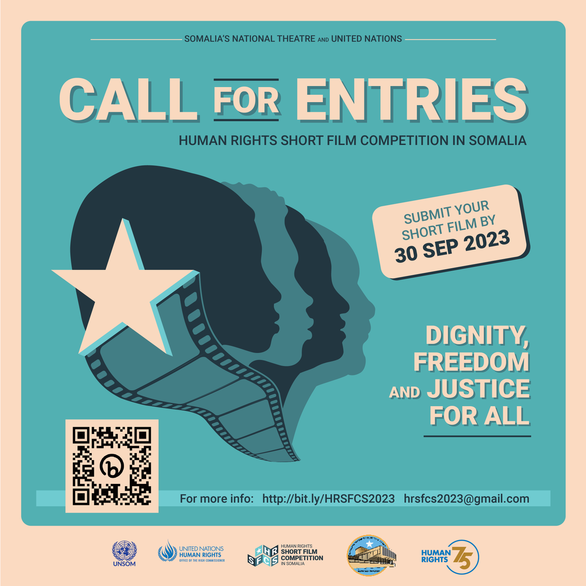 UNinSomalia's tweet photo. Apply now!

Are you a #Somali filmmaker passionate about #HumanRights? Showcase your work by applying for the Human Rights Short Film Competition in #Somalia - Dignity, Freedom and Justice for All.

More info here: https://t.co/i9wsGXpxGT

Apply by: 30 September 2023.
#UDHR75 https://t.co/J71WratqlY