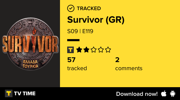 jkrabs's tweet photo. I've just watched episode S09 | E119 of Survivor (GR)! https://t.co/0IO992RnVW #tvtime https://t.co/Fwv0jpAKUw