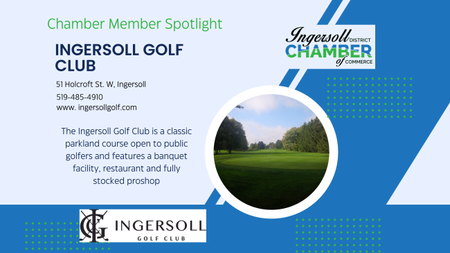 ingersollchambe's tweet photo. Today in the Chamber Member Spotlight is the Ingersoll Golf Club. Ingersoll Golf Club is a public 18-hole golf course nestled in Oxford County with banquet facilities, restaurant, and fully stocked pro shop. https://t.co/TTzedkQ7cX