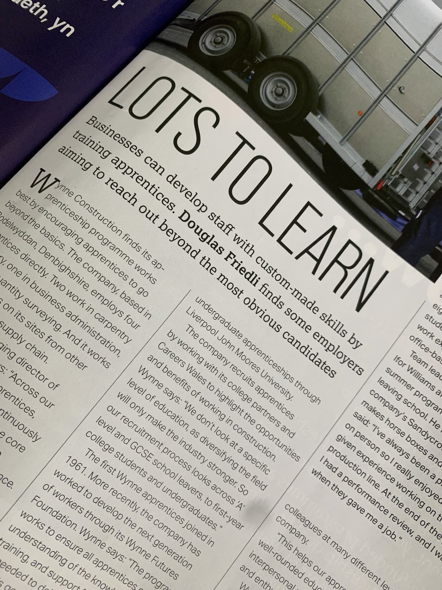 Fantastic to see @WynneConstruct kick off a feature on apprentices in the latest @insiderwales. 👏 ⭐️ It covers… 👉 What Wynne apprentices do 🛠 👉 Who it works with 🎓@ColegCambria @LJMU @LlandrilloMenai 👉 The skills required for success 💪