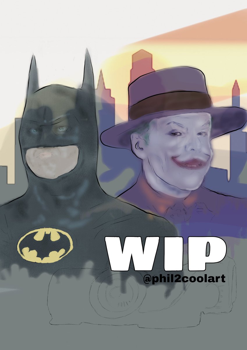 Hey guys, I'm back! Did ya miss me? No? 
Any way here's a new WIP painting in tribute to the excellent Batman 89 film
Don't know where I'm going with this one yet, but I'm gonna have fun experimenting with it! 
#wip #painting #batman89 #dc